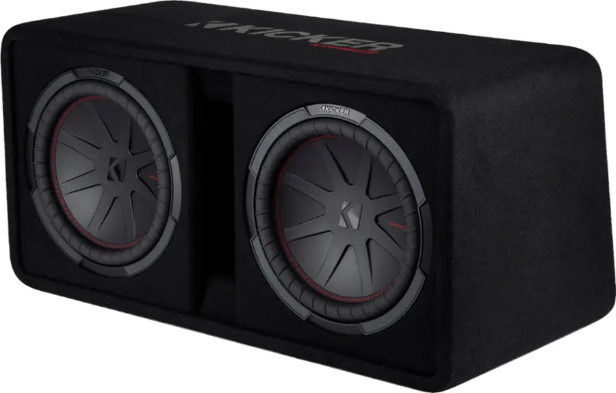 CompR Dual 12" Dual-Voice-Coil 2-Ohm Subwoofers with Enclosure - Black